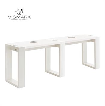 DOUBLE LIVING TABLE MATT WHITE V00 WITH HOLE