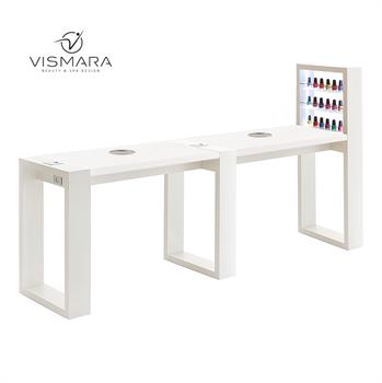 DOUBLE TABLE LIVING WITH LED AND HOLE MATT WHITE V00