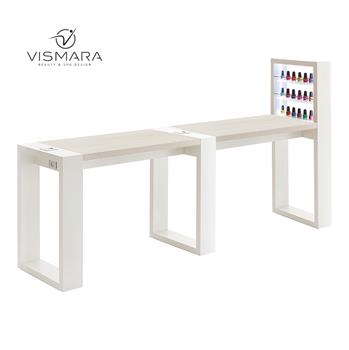 DOPPELTISCH LIVING MIT LED WEISS WALNUSS V22