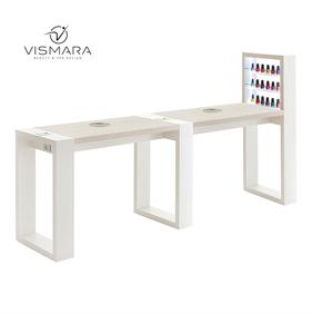 TAVOLO LIVING LED DOPPIO CON FORO NOCE BIANCO V22