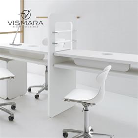 TAVOLO NAT LED DOPPIA POSTAZIONE BIANCO OPACO CON FORO