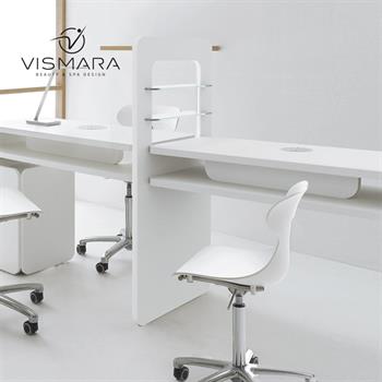 TAVOLO NAT LED DOPPIA POSTAZIONE BIANCO OPACO CON FORO