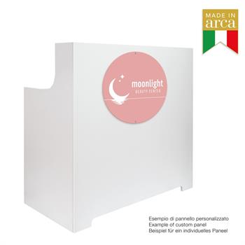 THEA RECEPTION DESK WITH PLEXIGLASS FRONT PANEL
