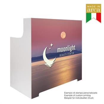 THEA RECEPTION DESK WITH CUSTOMIZED PRINT FRONT PANEL WITH DRAWER